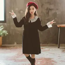 Платье принцессы для девочек кружевное платье Детские платья с длинным рукавом для вечеринок для детей платье для малышей, девочек-подростков, детская Вельветовая одежда, JW4443