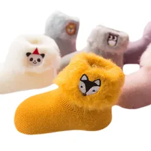 Lawadka meias para o bebê 3d bordado dos desenhos animados do bebê recém-nascido meias inverno quente grosso infantil meninas meninos meias para bebês