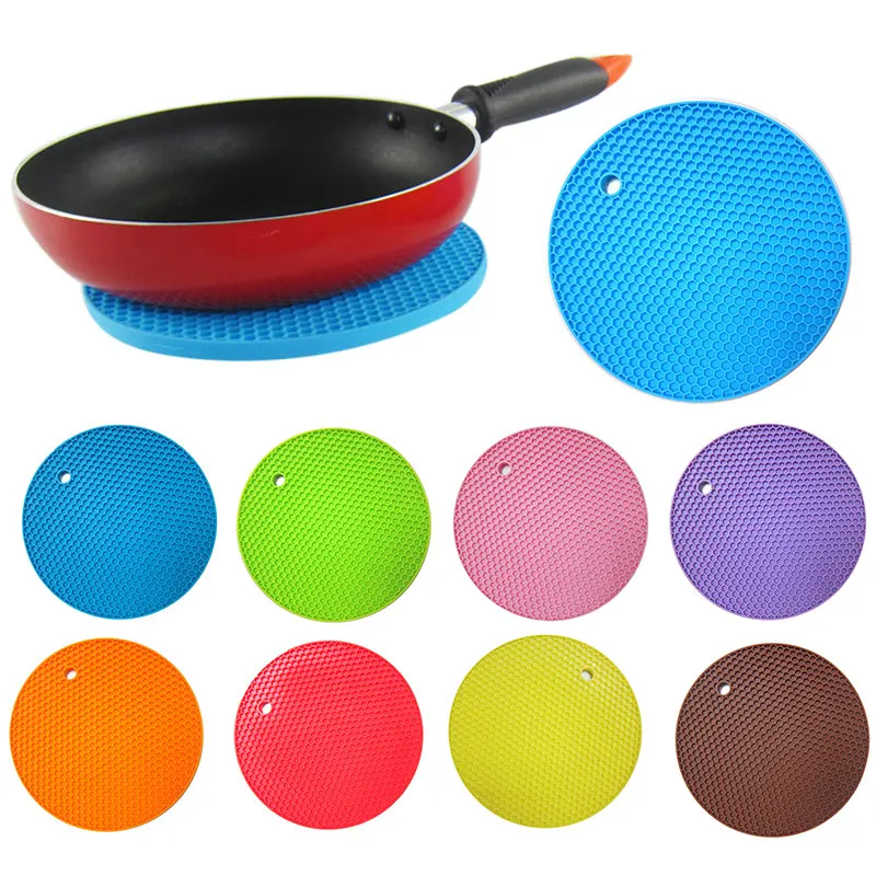 

Multifunctional Round Alveolate Non-Slip Heat Resistant Mat Coaster Cushion Place Mat Pot Holder Table Silicone Pad Dura