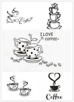 

1PCS DIY Coffee Cup With Heart I Love Coffee Vinyl Wall Stickers Quote Restaurant Kitchen Removable Home Decor Wall Art