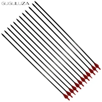 

GUGULUZA 12pcs 30'' Glass Fiber Arrows with Plastic Red Feather for Archery Shooting Target and Hunting for Bow