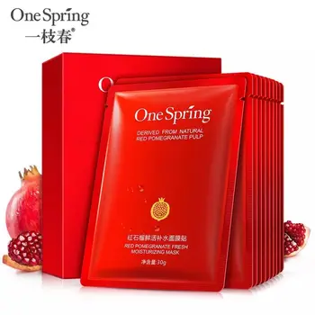 

OneSpring 10pcs Red Pomegranate Face Mask Replenishment Anti-Aging Mask Acne Treatment Skin Care Oil-Control Wrapped Facial Mask