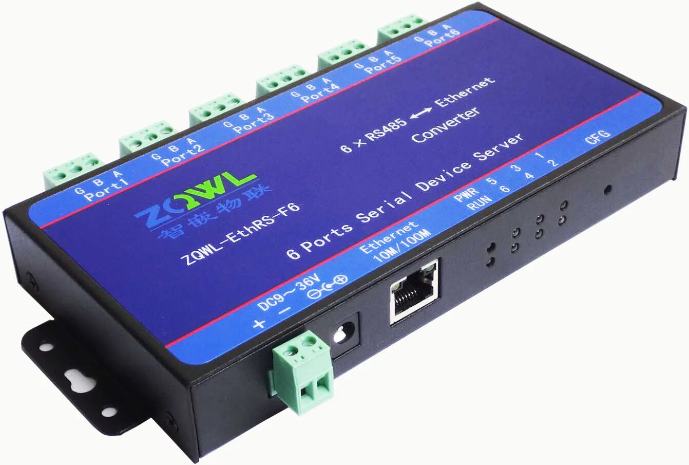 

6-Way 6-Channel RS485 Serial Server Serial Port to Serial Port Network to Serial Port Modbus TCP to RTU 255 node
