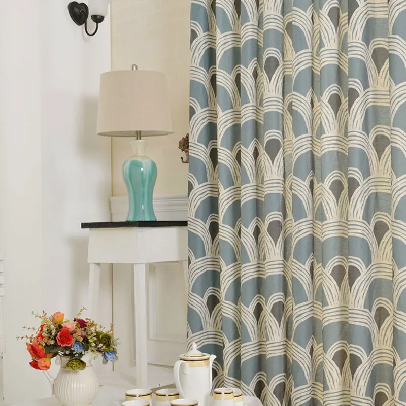Online Geometric Printed Modern Curtains For Living Room Online Geometric Printed Modern Curtains For Living Room Cotton Fabric Home Window Treatments Blue Kitchen Door B16106 Aliexpress Mobile