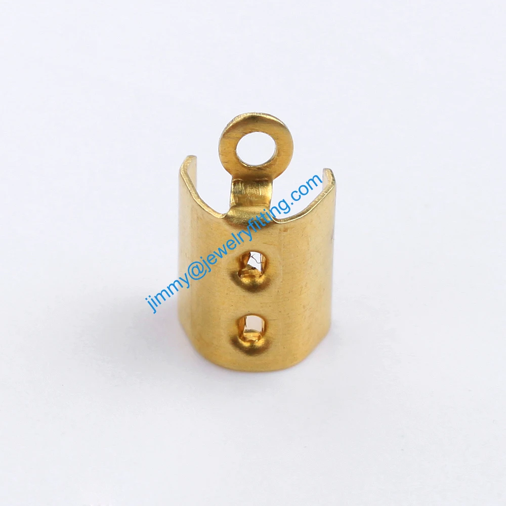 2013 jewelry findings Base metal foldover cord ends die struck shipping