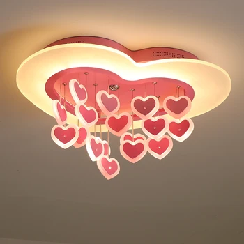

European bedroom heart-shaped warm romantic lamp pink wedding room Nordic ins girl ceiling lamp WF6061101