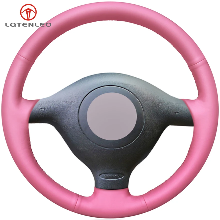 LQTENLEO Pink Artificial Leather Car Steering Wheel Cover for
