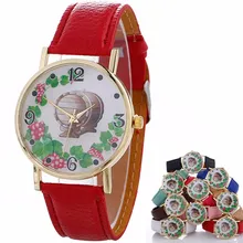 Women Creative Pattern Quartz Watch Leather Strap Belt Table Watch 2017 Luxury Brand Watch
