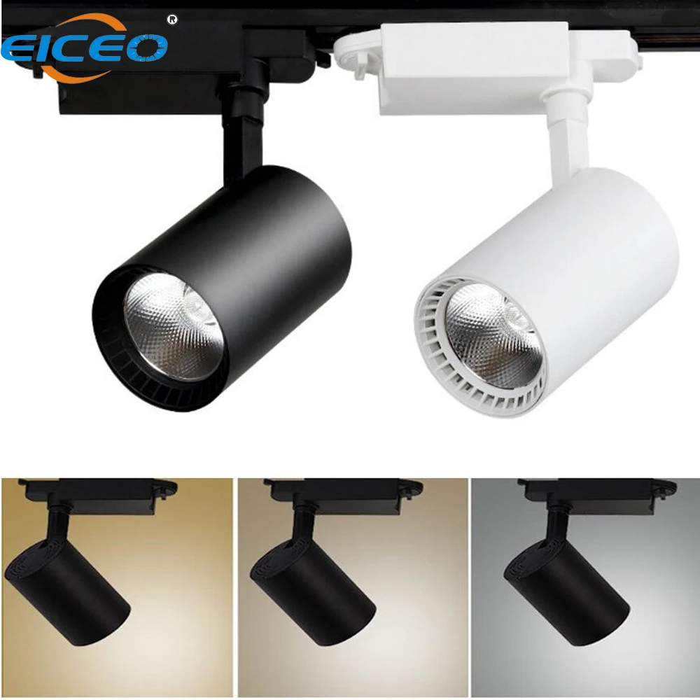 

EICEO COB LED Track Lighting Rail Spotlight Adjustable Rail Track lamp for Mall Office black/white body 10w 20w 30w with CE