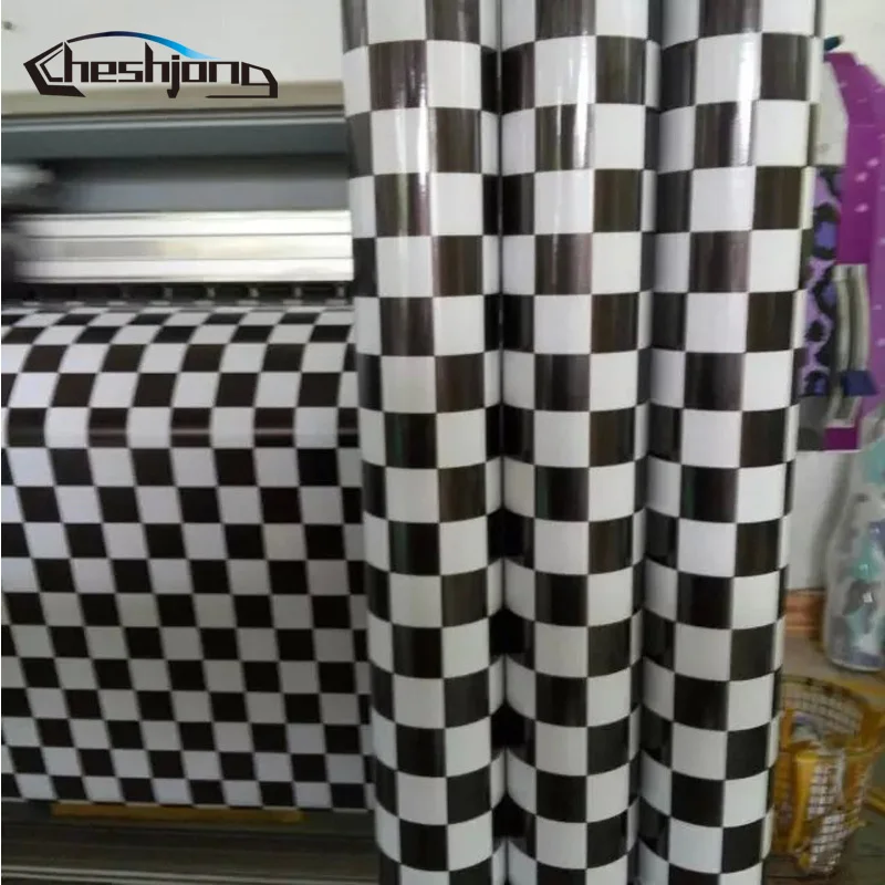  Black White Chess Board Background Camouflage Vinyl Cheker Decal For Racing Car ROOF Hood Furniture