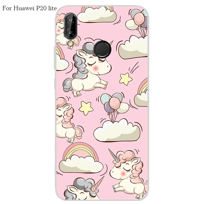 Huawei P20 lite Case Cover TPU Case For Huawei P20 lite Phone Cover Sweet Floral Cute Cat TPU P20 lite Soft Case Fashion 100%   a24