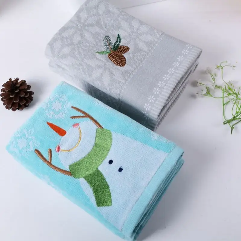

High-quality Christmas Series 100% Cotton Towel Snowman Pattern Printing Face Hand Christmas Towel Soft Touch Quick Dry