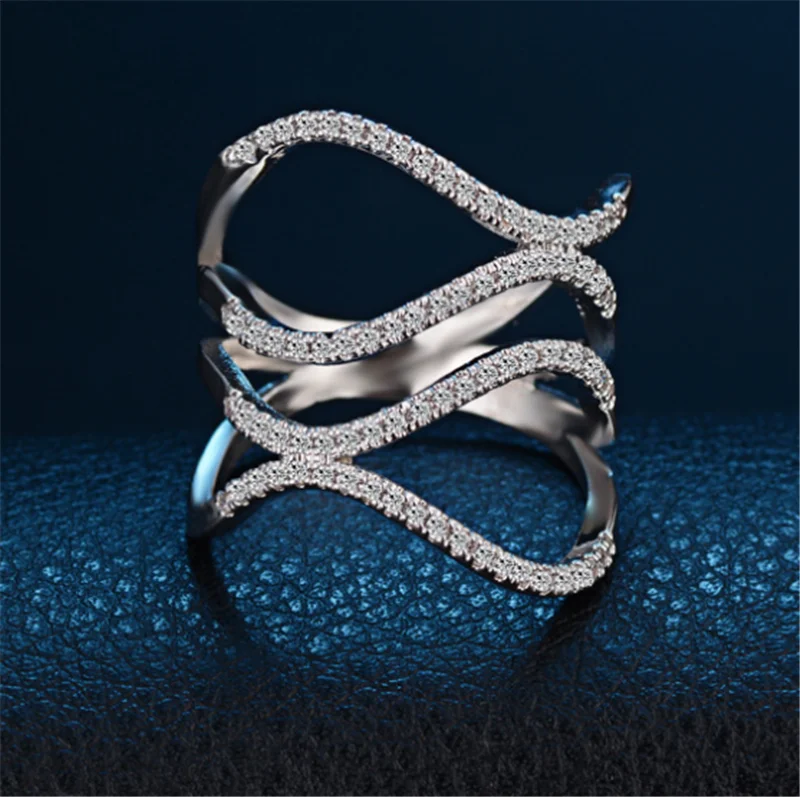 Unquie Дизайн Многослойные кольца для женщин любителей Полный Кристалл линии кольца, обручальные кольца помолвка Анель унисекс Masculino Joias