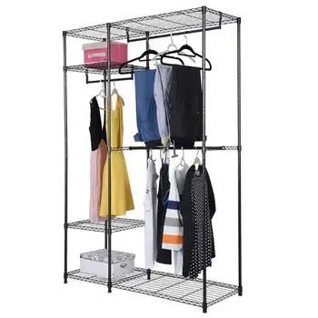 

4 Tiers Layers Iron Clothing Clothes Storage Rack Home Household Organizer E5M1