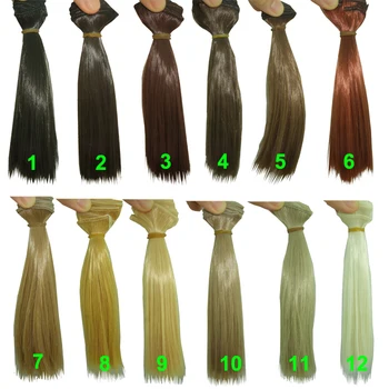 factory offer 15cm Straight brown falxen black khaki natural color BJD straight Doll Wigs hair for 1/3 1/4 BJD diy 1