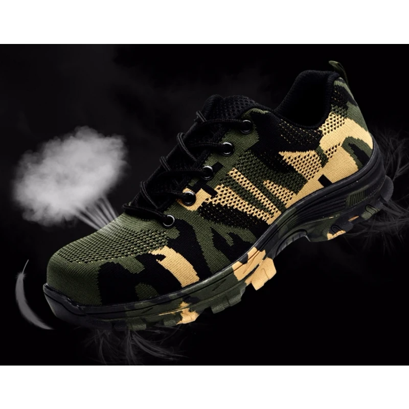 Men's Breathable Steel Toe Cap Work Safety Shoes Men Outdoor Anti-slip Steel Puncture Proof Construction Safety Boots Shoes