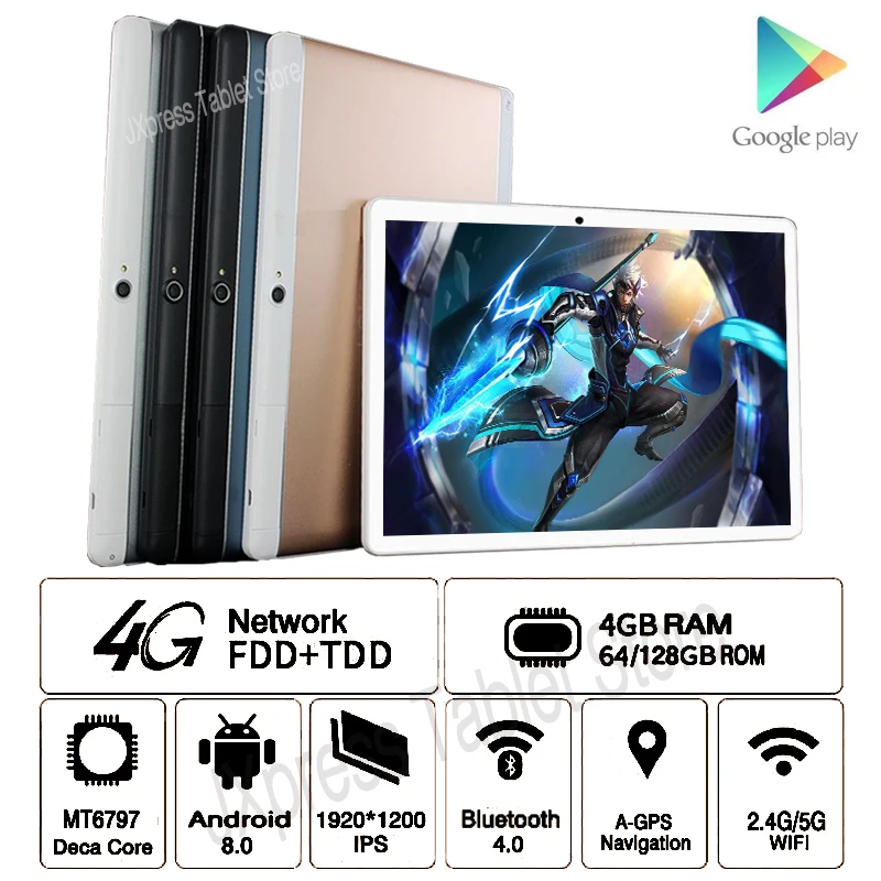 

2019 DHL Free New Google 10 inch Android 8.0 Tablets PC 4GB RAM 128GB ROM Deca Core 4G LTE 1920*1200 IPS 8.0MP WiFi A-GPS+GiFts