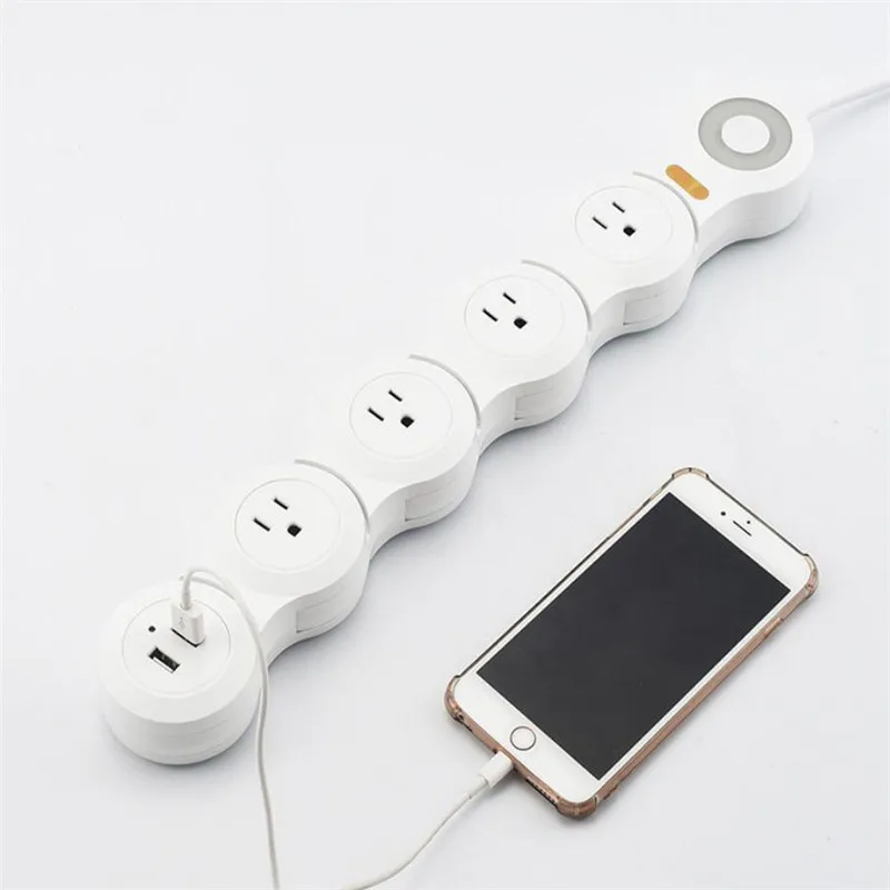 Удлинитель PLYMOTON гибкий с несколькими USB-портами 2500/10 А 1 5 м | Электроника