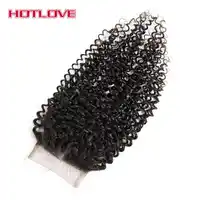 Hotloveผมหยิกหยักศกปิด8-20นิ้วบราซิลผมRemyมนุษย์4*4ลูกไม้ปิดจัดส่งฟรีธรรมชาติสีดำสี