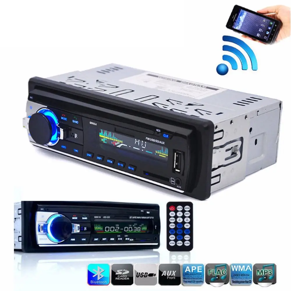

Bluetooth Stereo Audio In-Dash FM MP3 Radio Player with AUX-IN SD USB DC 12V MP3WMA Car Radio Player