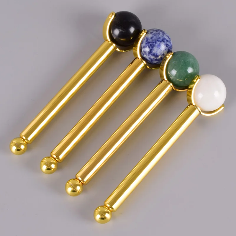 Stainless Steel Wand Roller Face Natural Jade Massage Ball Eye Roller Quartz Slimming Anti Wrinkle Cellulite Crystal Tool Stainless Steel Wand Roller Face Natural Jade Massage Ball Eye Roller Quartz Slimming Anti Wrinkle Cellulite Crystal Tool
