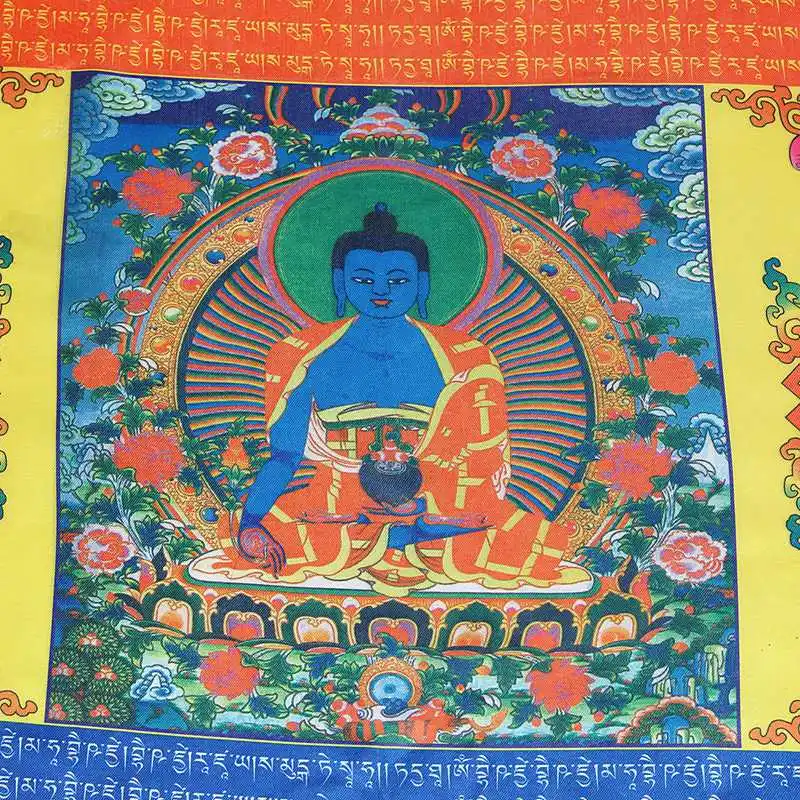 Счастливый Тибетский Стиль Шелковый Ветер Флаг с лошадью Тибетский буддизм медицина Будда Молитва флаг настенные Висячие украшения 68 см X 94 см