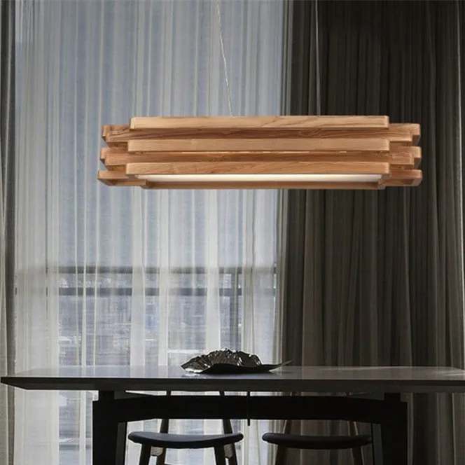 

Japanese style led wooden pendant lights creative bedroom restaurant study rectangular home lighting pendant lamp ZA MZ115