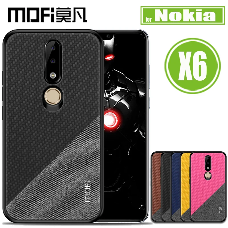 

Mofi for Nokia X6 Cases Mofi Canvas Fabric Splice + Soft Silicone TPU Business Smart Phone Back Case Cover for Nokia X6 Shell