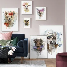 Watercolor Dog Husky Animal Art Prints Wall Art Canvas Painting Nordic Posters And Prints Wall Pictures For Living Room Decor