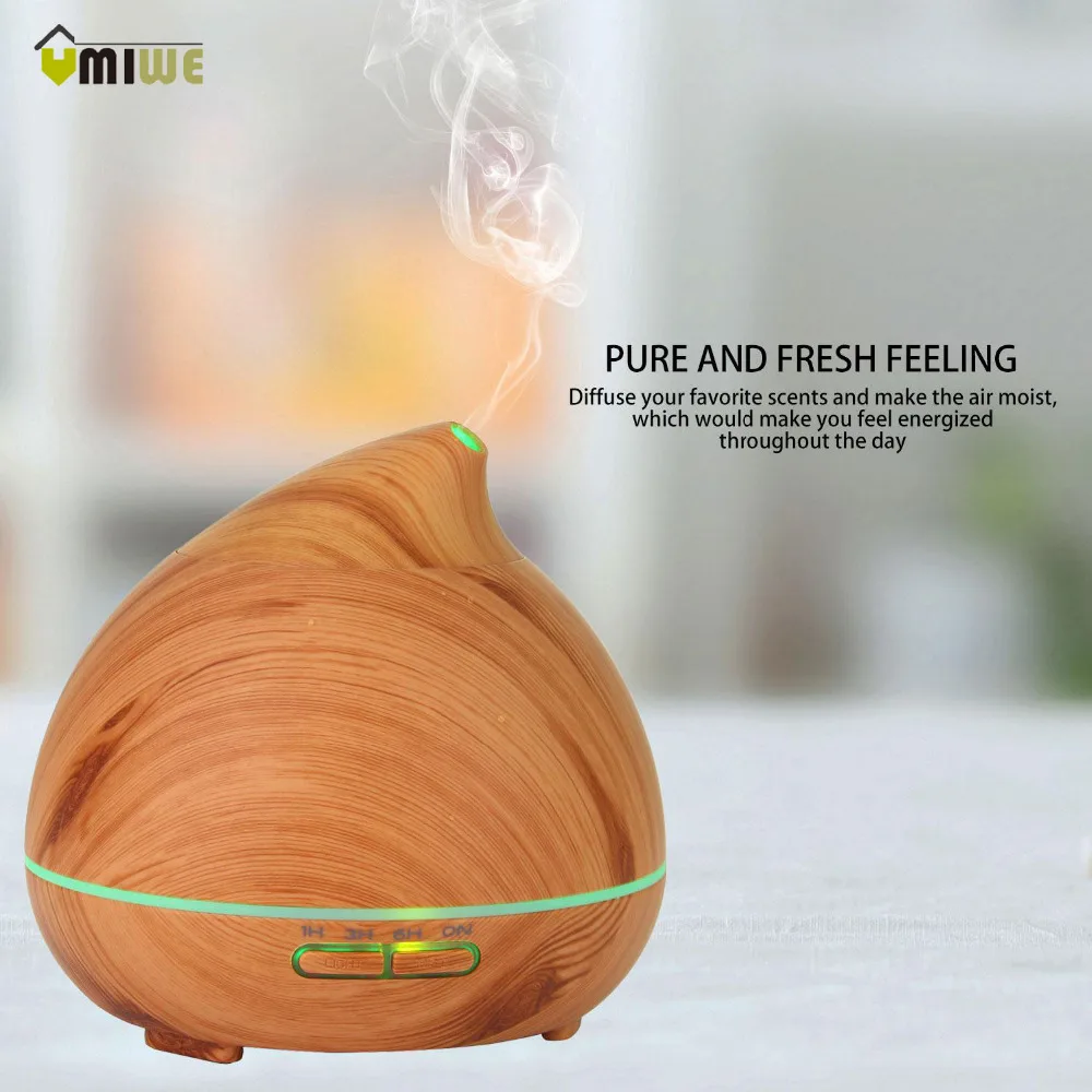 

300ml Wood Grain Aromatherapy Essential Oil Diffuser Super Quiet Auto Shut-off Cool Mist Ultrasonic Aroma Humidifier