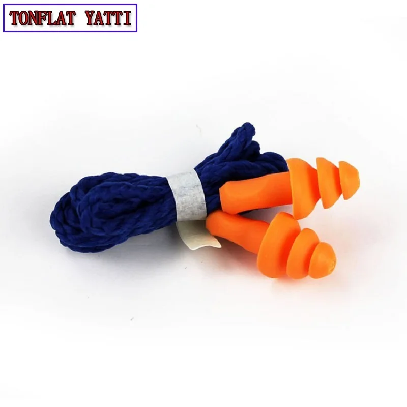 Protección contra el ruido Tapones naranja de estilo militar con cordon y caja