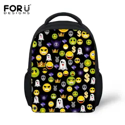 FORUDESIGNS/Винтажные детские школьные сумки модные 3D мультфильм Emoji шаблон детские повседневные школьные рюкзаки маленькие девочки портфель