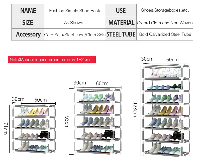 Простой многослойный стеллаж для обуви, ткань Оксфорд, оцинкованная трубка, собранный шкаф для хранения, для домашней мебели, органайзер для обуви для прихожей