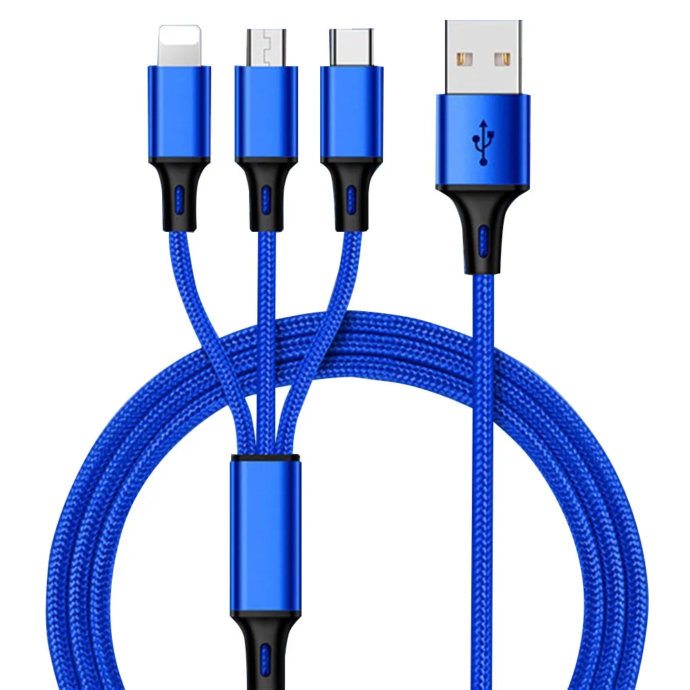 

Charging Cable 3 In 1 Micro USB Type-C Lighting for Samsung Xiaomi IPhone 7 8 6 Plus X XS Charge Cable Phone Charger Wire Line