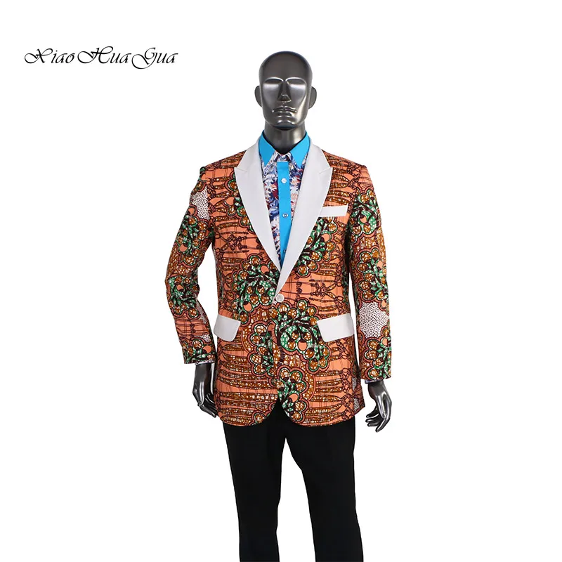 Blazer High Quality Fashion Wedding Causal Party Men Printed Blazer Suits V Neck African Men Clothes Dashiki Bazin Blazer YFN10