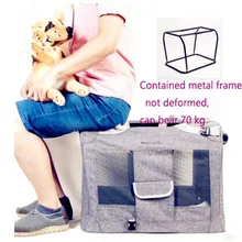 Складной льняной ящик для собак из Оксфорда, Большая вместительная стальная рама, загрузка 70 кг, переноска для домашних животных, антибактериальная, легко моющаяся, вентилируемая сумка для собак