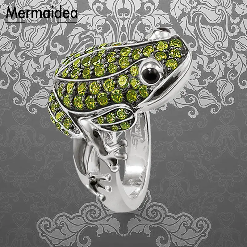 

Ring Elegant Green Frog Fashion Jewelry 925 Sterling Silver Trendy Party Gift for Women Men Boy Girls Lover 2019 New