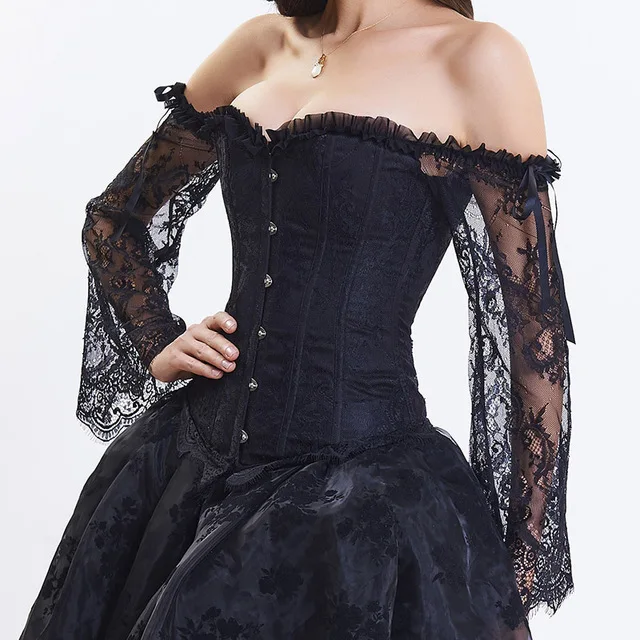 Black-White-Lace-Long-Sleeve-Steampunk-Corset-Sexy-Gothic-Corsets-And-Bustiers-Burlesque-Clothing-Victorian-Korsett.jpg_640x640 (2)