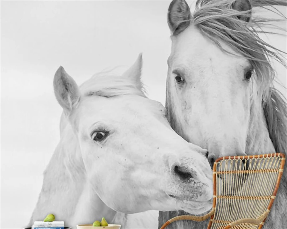 Beibehang Custom Wallpaper Living Room Bedroom 3d Wallpaper Nordic Simple Couple White Horse TV Background Mural papel de parede Beibehang Custom Wallpaper Living Room Bedroom 3d Wallpaper Nordic Simple Couple White Horse TV Background Mural papel de parede