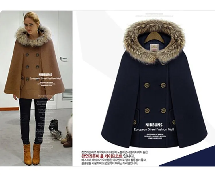 Новинка года; зимние пальто в стиле ретро для женщин; британский стиль; шапка-накидка; плащ; e Femme; Женское шерстяное пальто; A872