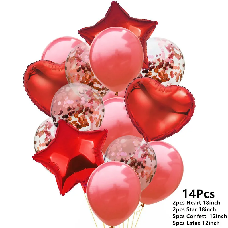 Воздушные шары с надписью «Alphabe», с надписью «С Днем Рождения», розовые, золотые фольгированные воздушные шары для свадебной вечеринки, украшения на день рождения, вечерние воздушные шары с гелием для взрослых и детей - Цвет: 14pcs Red C