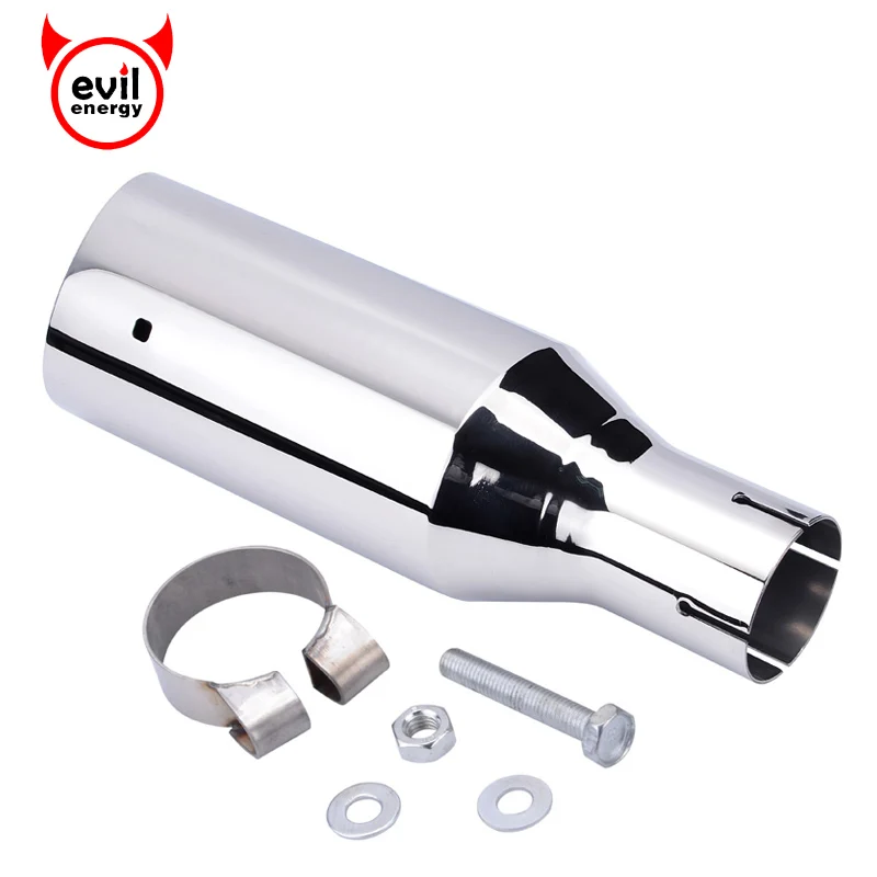 

evil energy Universal 2.0" Inlet 3." Outlet Stainless Steel Exhaust Tip Pipes Muffler tail Round Tip Silencer