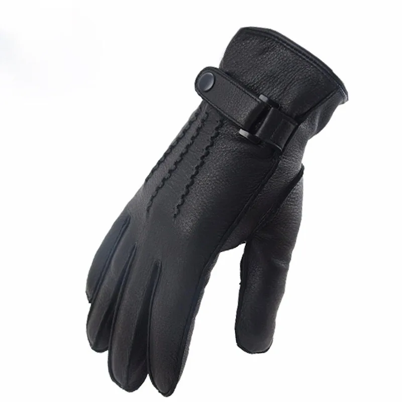 New Motorcycle Men retro Top Grain Thermal Winter Deerskin Elkskin