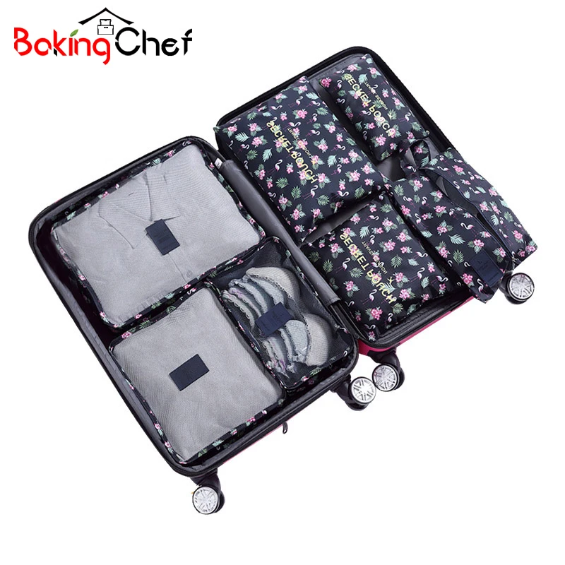 

BAKINGCHEF 7 Pcs/Set Travel Storage Bag For Clothes Underwear Shoes Woman Tidy Organizer Pouch Suitcase Home Closet Container