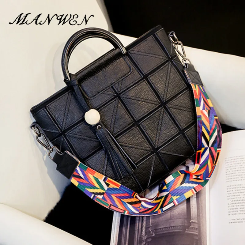 Buy 2017 NEW Trendy Colorful wide strap Genuine Leather Top handle Handbags