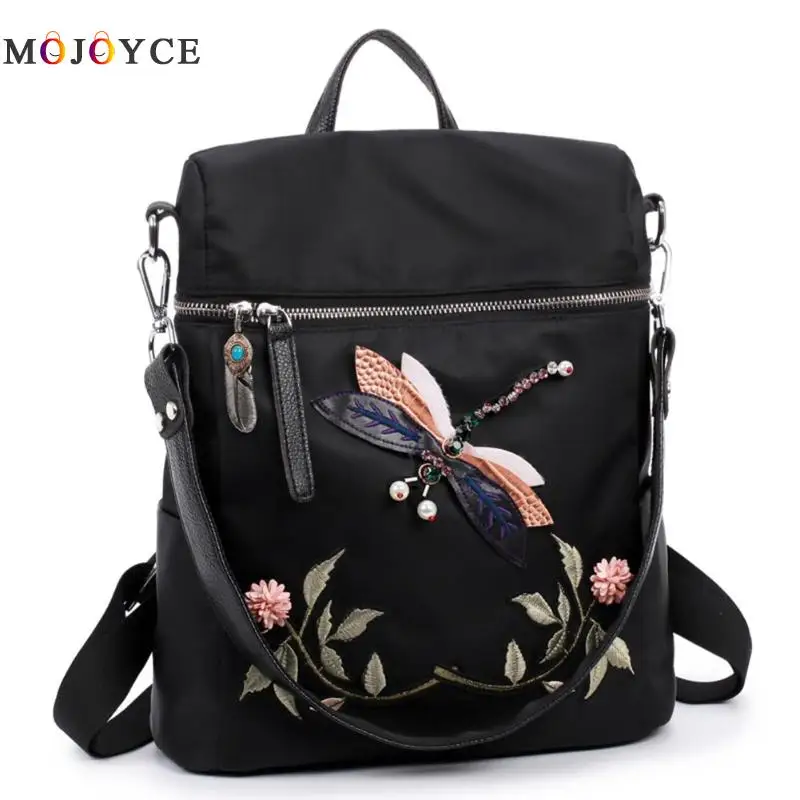 2 maneras de llevar Mochila Retro mujer chica adolescente libélula bordado Nylon escuela hombro bolso mujer Mochila femenina 2 maneras de llevar Mochila Retro mujer chica adolescente libélula bordado Nylon escuela hombro bolso mujer Mochila femenina