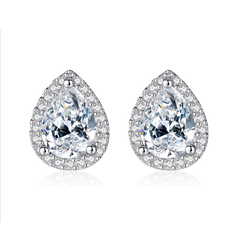 Moissanite жемчужная серьга основные камни: 5x7 мм halo moissanite 10K розовое золото | Украшения