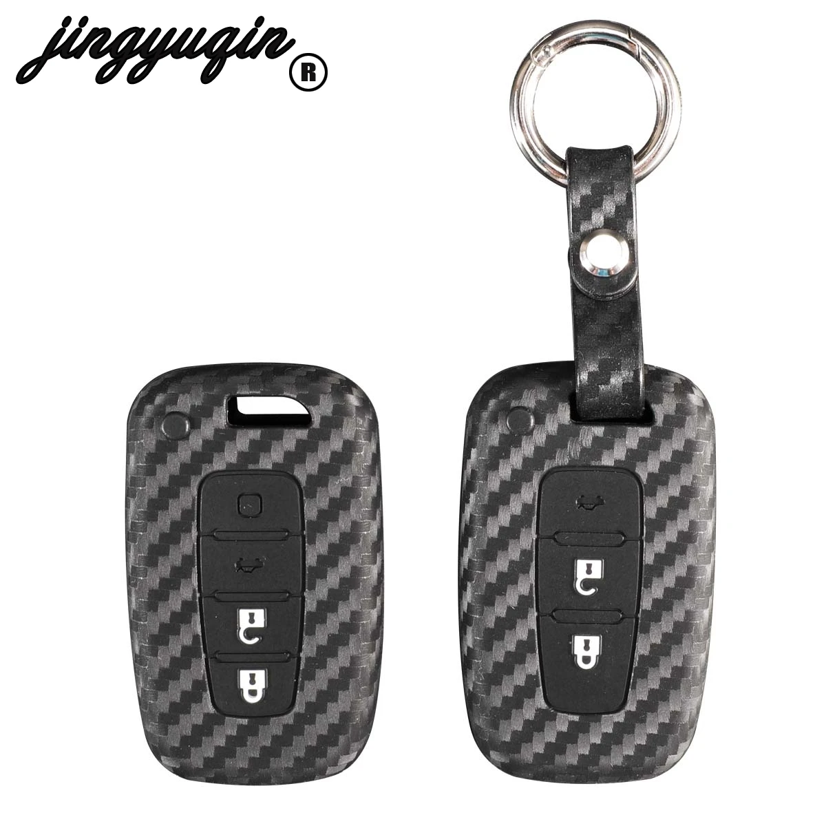 

jingyuqin carbon Silicone Remote Car Key Case Cover For Kia K2 K5 Sportage Forte Hyundai IX35 Sonata Genesis Veloster Elantra