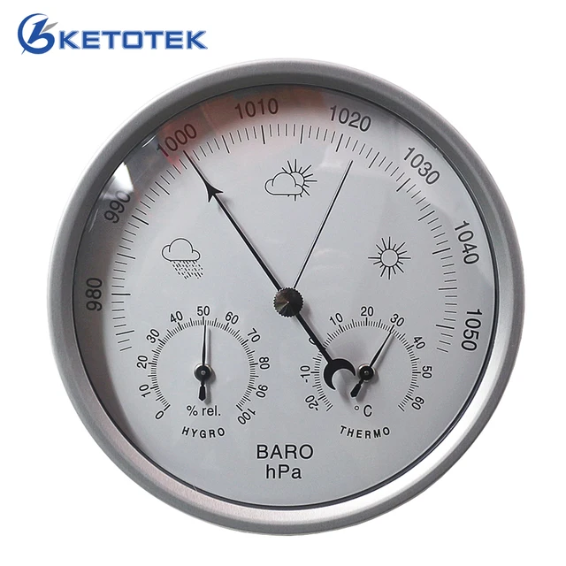 3 in 1 Weather Station Analog Thermometer Hygrometer Barometer 132mm Wall Hanging Temperature