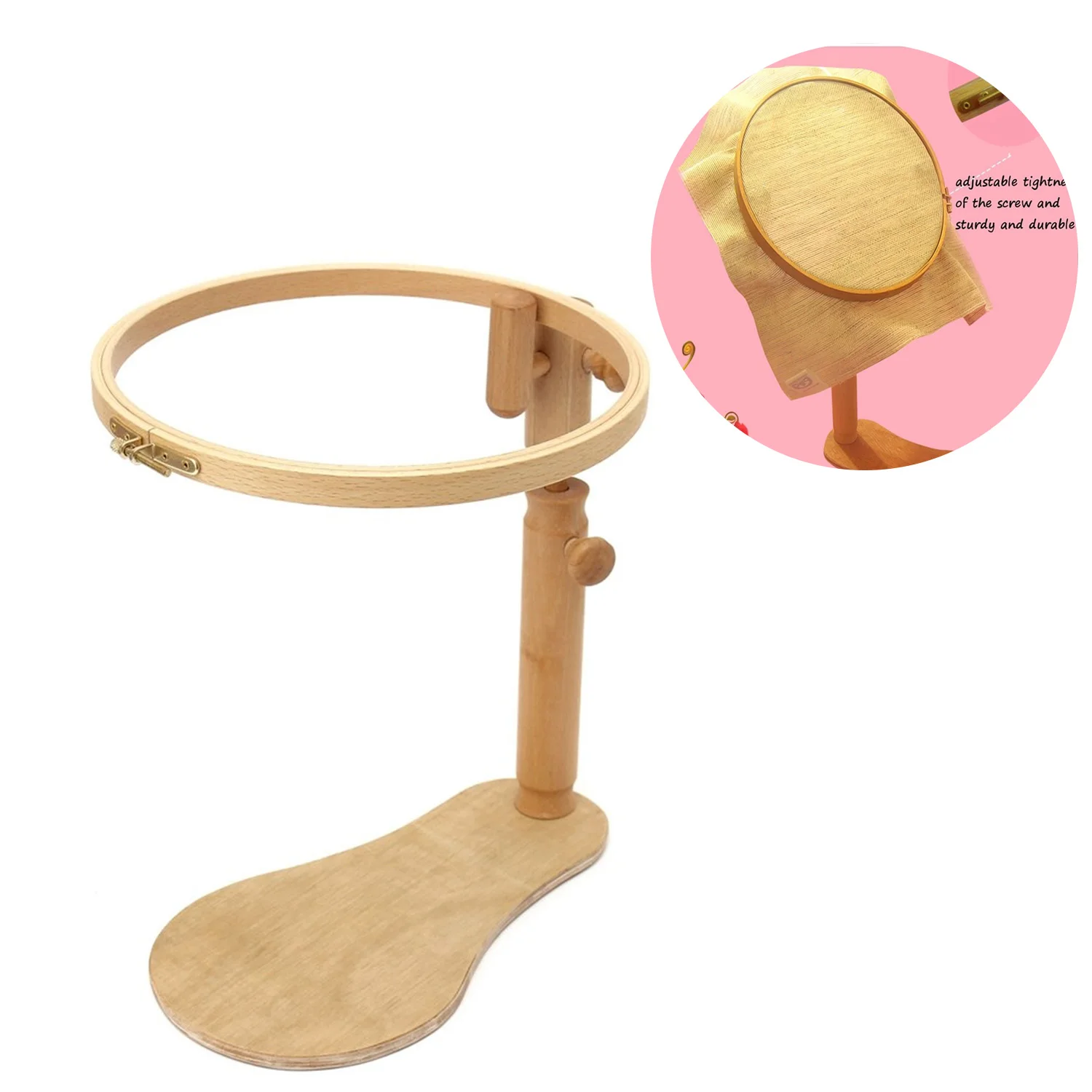 

Portable Adjustable Round Wooden Cross Stitch Embroidery Hoop Rack Frame Desktop Stand Handmade Craft Tools